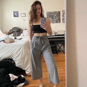 forever 21 high-waisted checkered pants with bow